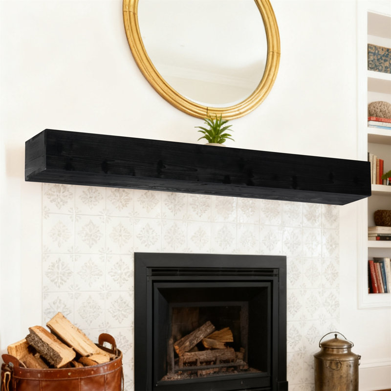 Manteau de cheminée 72 po en bois de sapin extra large - Tablette murale / flottante pour grands salons | Surface plane, design moderne rustique