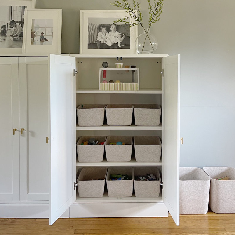 Sculpted Felt Storage Wide Bin, Stone