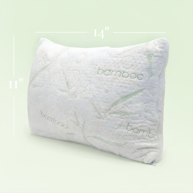 Bamboo Travel Pillow - Premium Memory Foam & Cooling Cover, White
