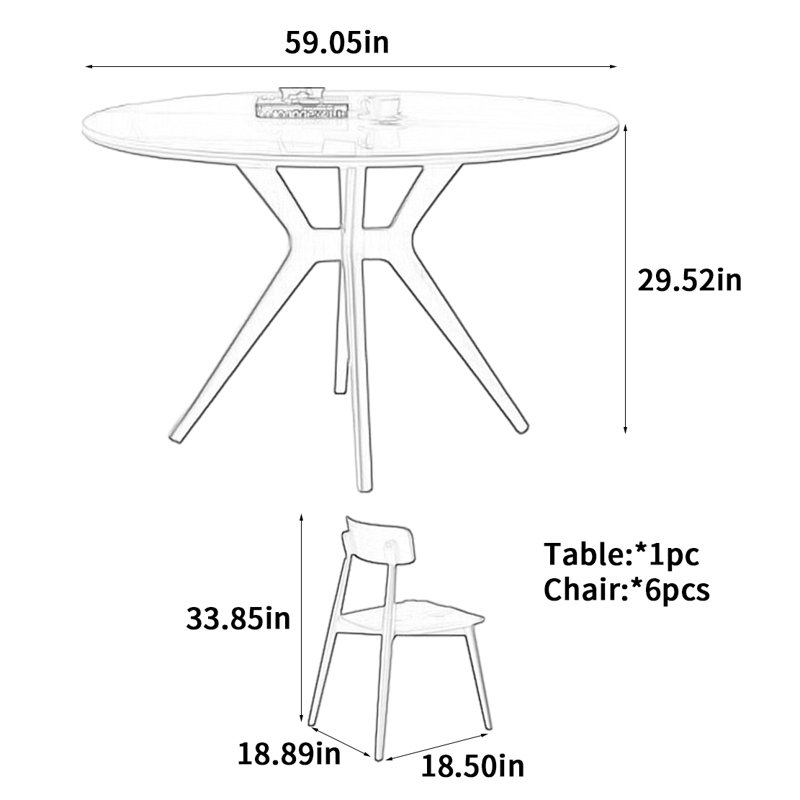 Cream Style Round Dining Table, 29.52"H x 59.05"L x 59.05"W