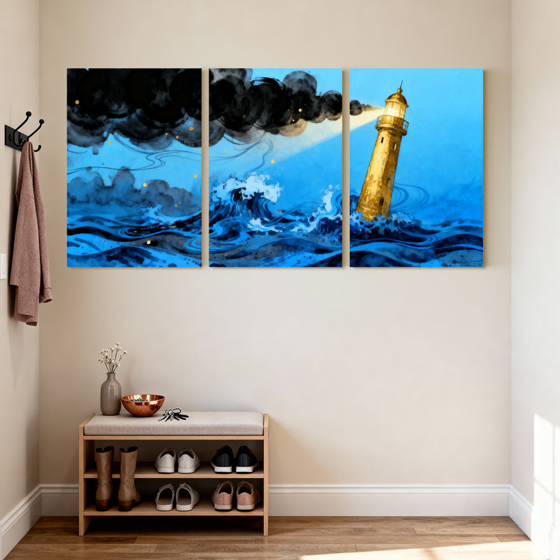 Ensemble de 3 toiles orageuses, H 18 po x l 36 po