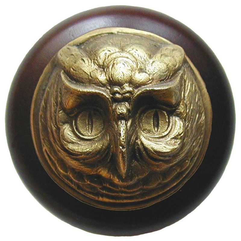 Great Outdoors Mushroom Knob, Antique Brass / Dark Walnut Wood