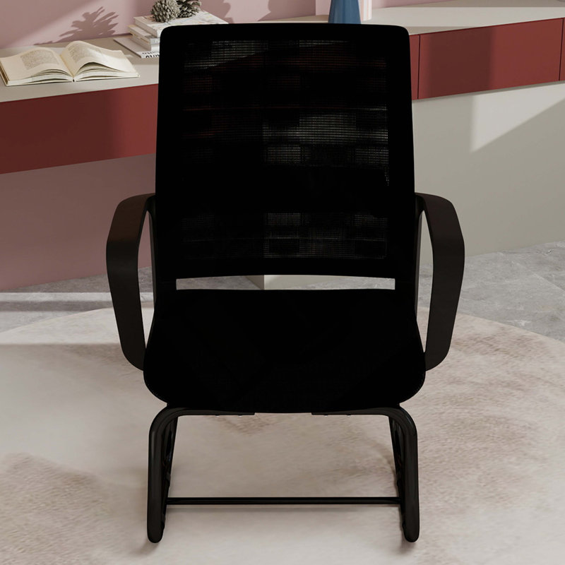 Chaise de bureau Minimalist Modern - Structure en métal, douce et confortable, pour la maison et le bureau, Noir, Black