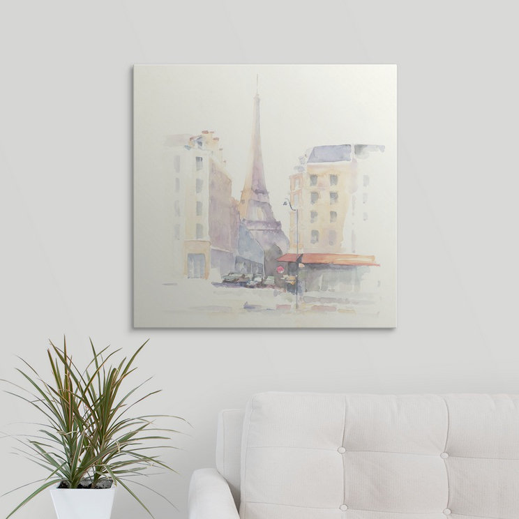 «Paris Morning Square», reproduction d'art Aimy, H 35 po x l 35 po x P 1,5 po, Toile