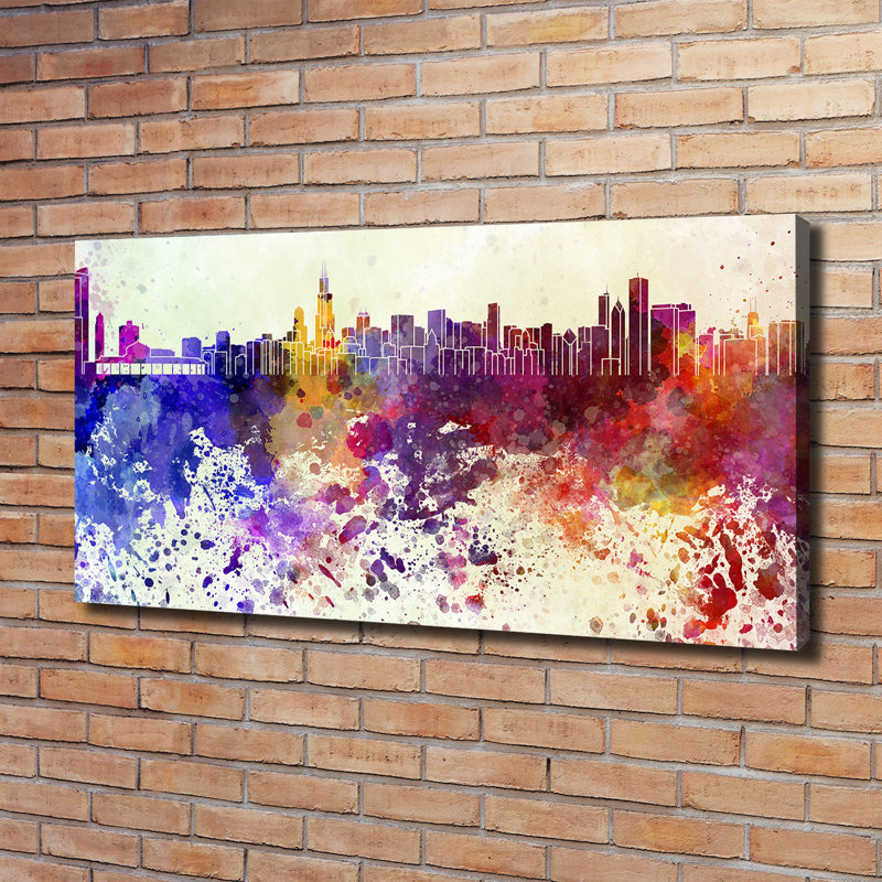 Colorful Chicago 1 Piece Wrapped Canvas Wall Art