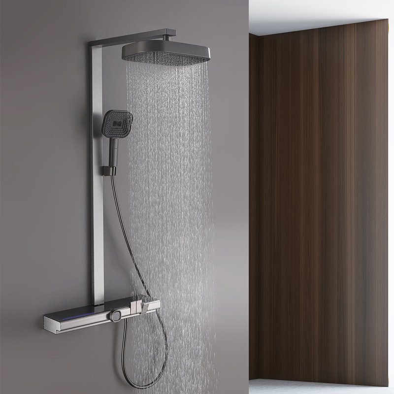 Wall Mounted Thermostatic 3-Function Shower System With Mult-Functions Handheld Shower Head With Tub Faucet