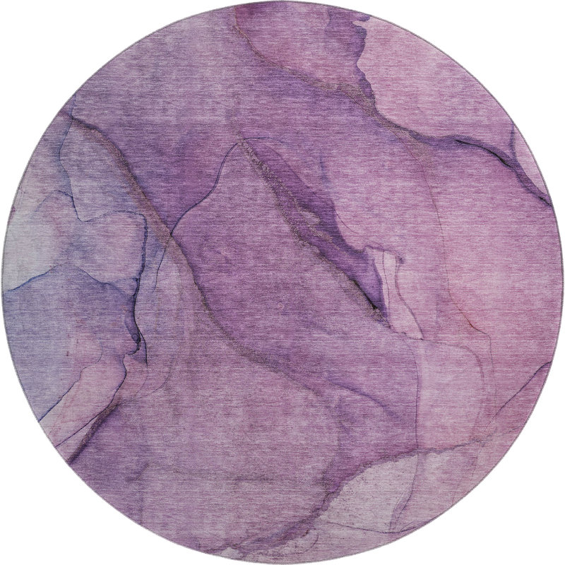 Tapis mauve Premium lavable à la machine Cerrito AMF607, Rond 8 pi