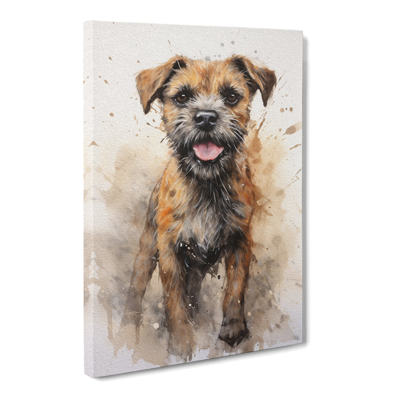 Border Terrier Action Painting - Wrapped Canvas, 60cm H x 40cm W x 3cm D