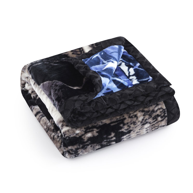 Queen Size Reversible Gray Wolf Fleece Weighted Blanket