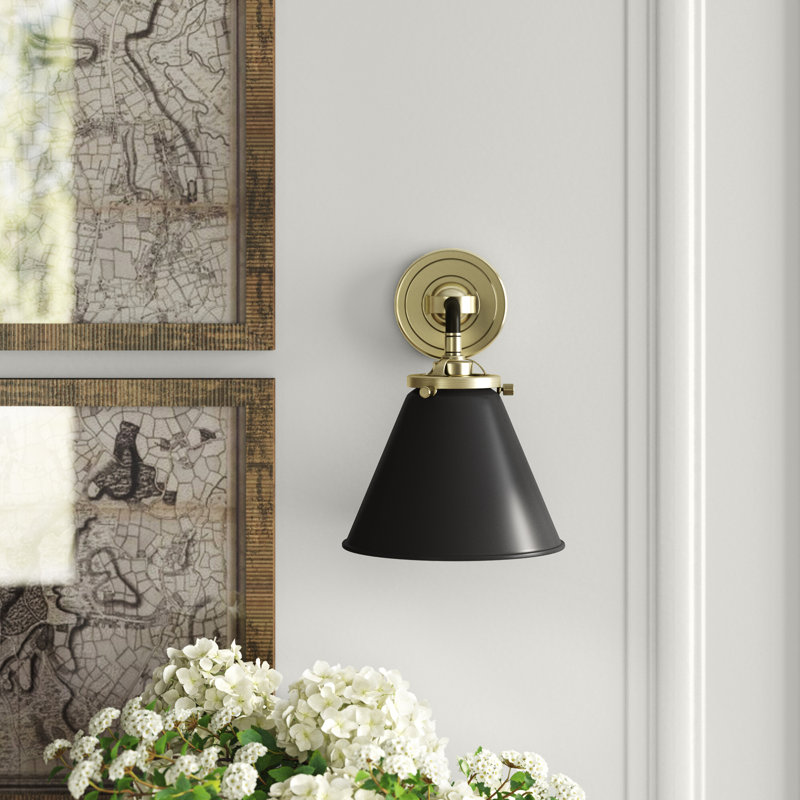 Donovan Armed Sconce, Black/Antique Brass, Matte Black, Bulb Not Included