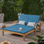 Double chaise longue avec côtés réglables et coussins à séchage rapide pour une détente en plein air