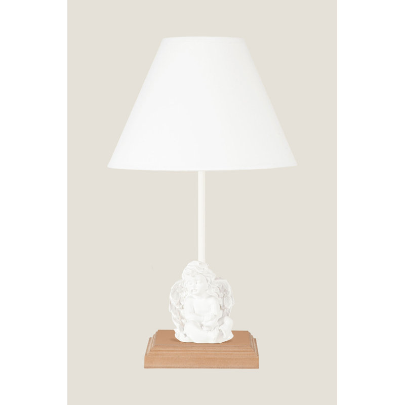 Lampe de table 16,5 po, Blanc, Blanc / Naturel
