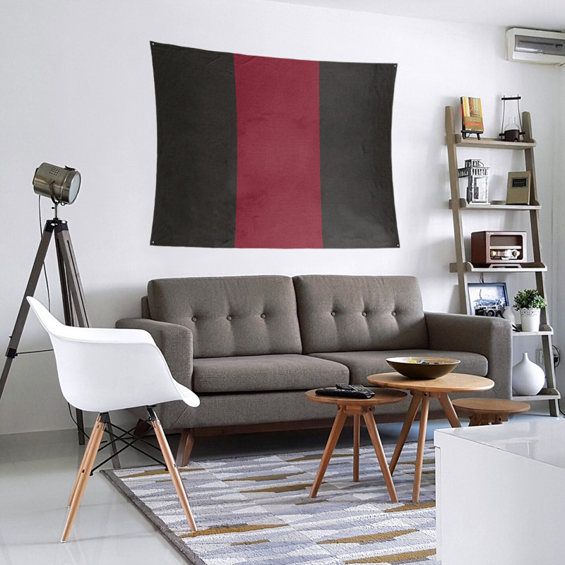 Polyester Tapestry, 51" H x 60" W x 2" D, Black/Brick Red/Black