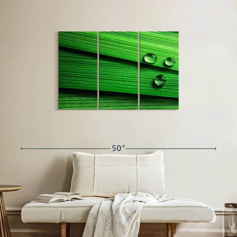 Harnek Droplets On Leaf, 24" H x 38" W