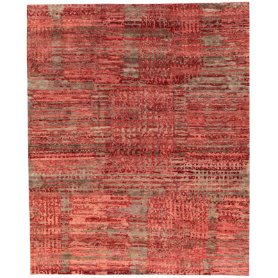Edo Silk Abstract Area Rug in Red/Taupe