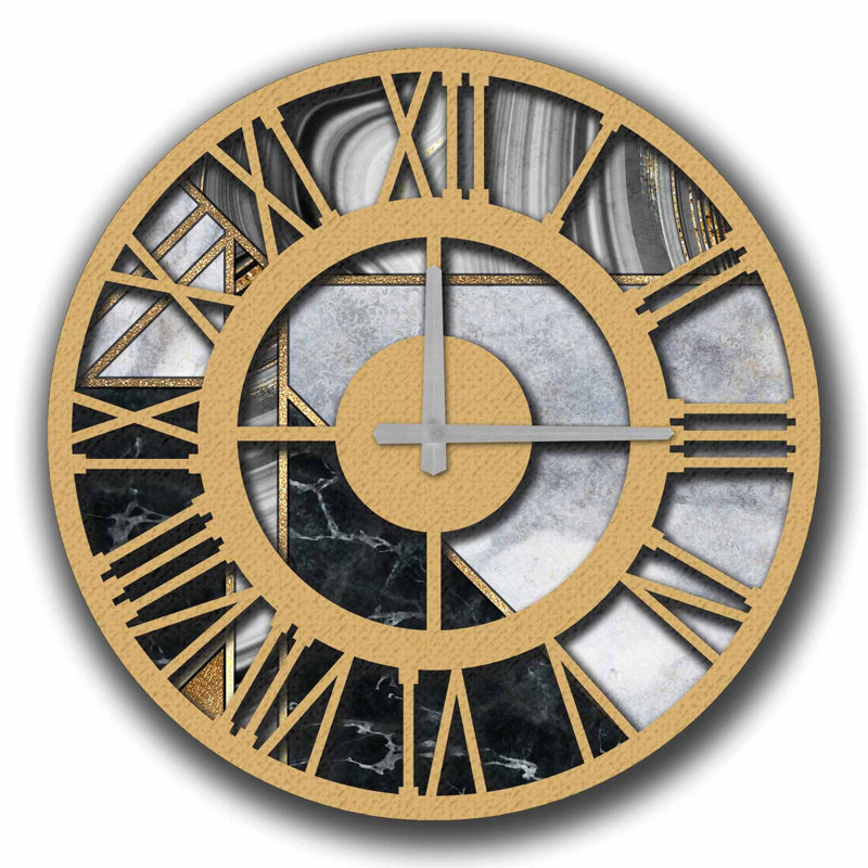 Horloge murale décorative élégante, 19,7 po de diamètre, 100% panneau de fibres à densité moyenne avec une épaisseur de 0,2 po | Nécessite 1 pile AA (non incluse) | Parfait pour la décoration intérieure, l'esthétique moderne et l'élégance intemporelle