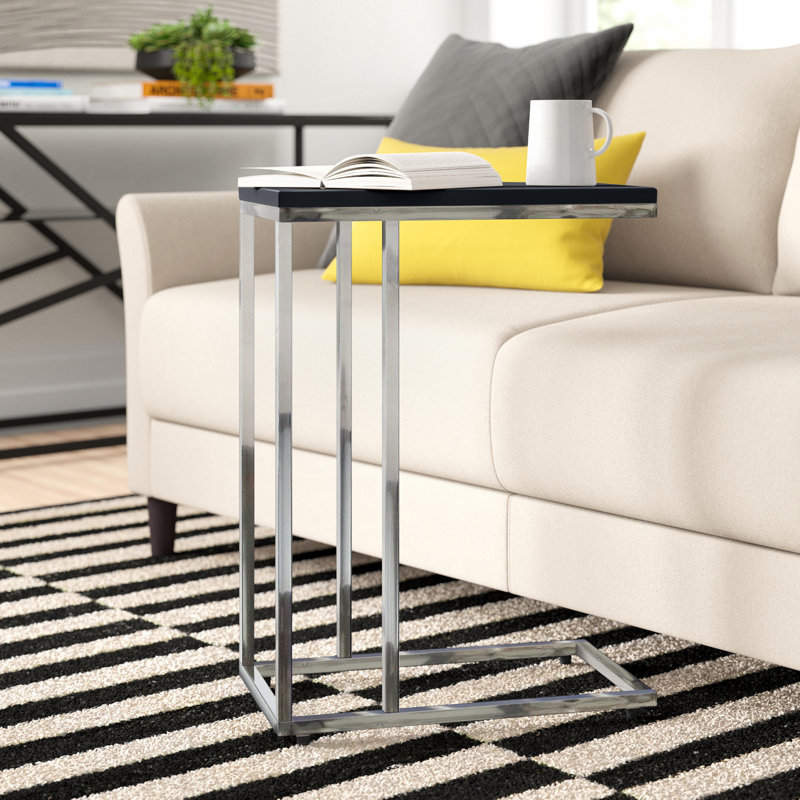 Dolores C Table End Table, Black, Silver