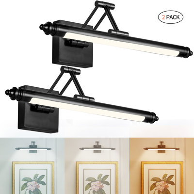 20" 1-Light Dimmable 8W LED Picture Light 3000K/4000K/5000K Adjustable For Display, Wall, Artwork, Gallery,2 Pack