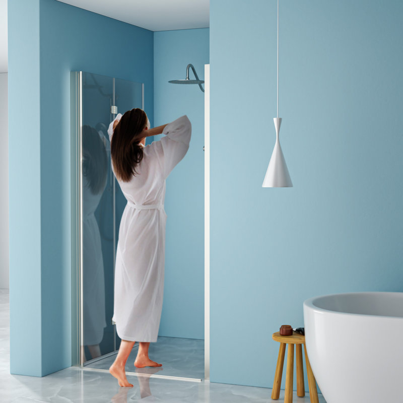 Porte de douche pliante sans cadre 36 po x l 72 po avec verre trempé