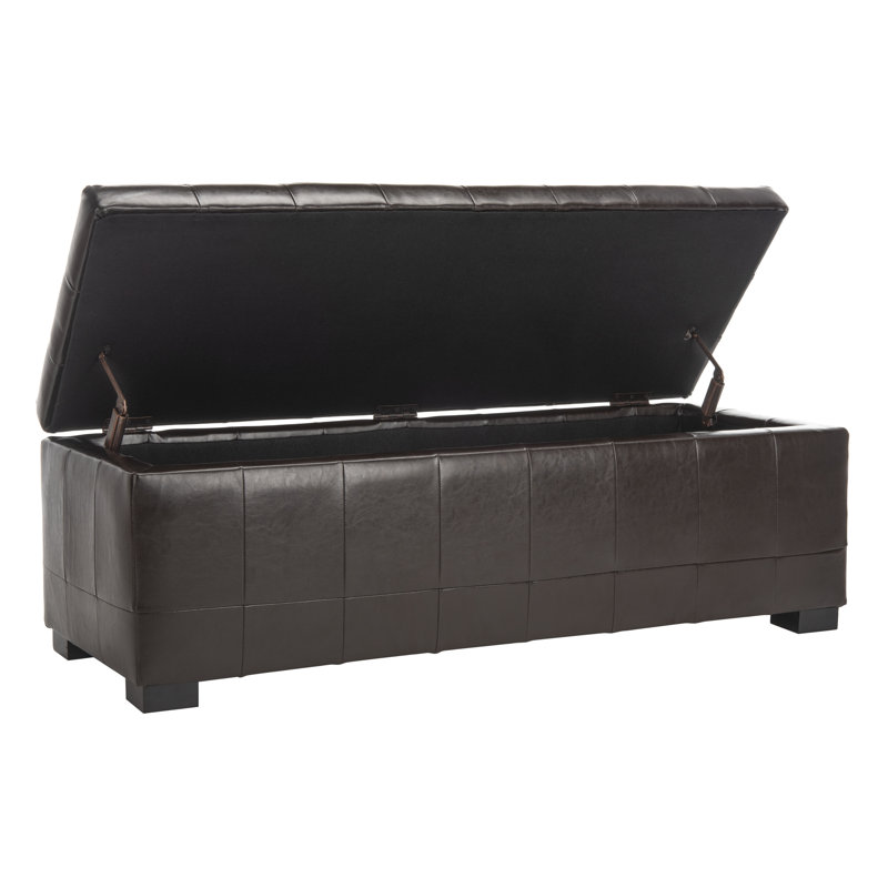 Kenlea Faux Leather Upholstered Storage Bench, Brown