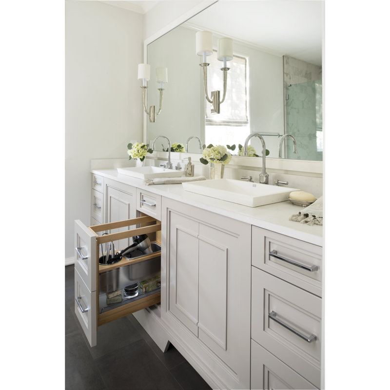 Rev-A-Shelf Wood Vanity Cabinet Pull Out Grooming Organizer with Soft Close, 20.29" H x 8.39" W x 19.56" D