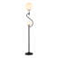 Lampe sur pied 69 po à deux ampoules sphériques en métal noir