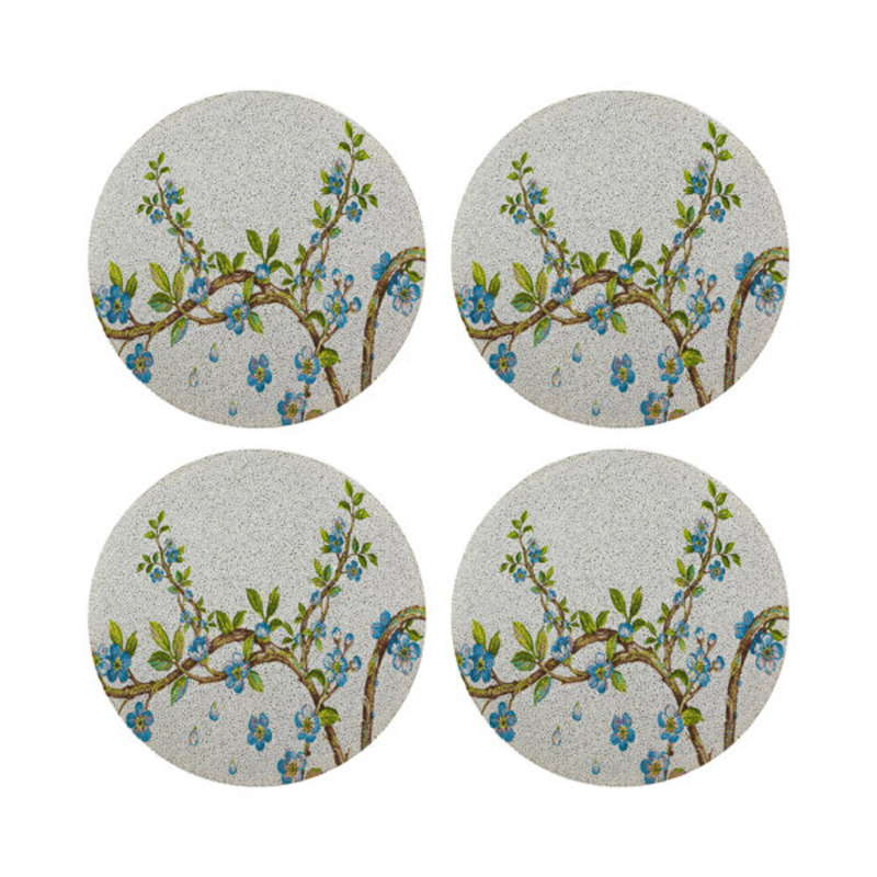 Cherry Blossom Vegan Leather Round Beaded Placemat