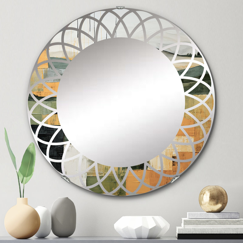 Sessimore - Miroir mural abstrait rond, 24 po x 24 po