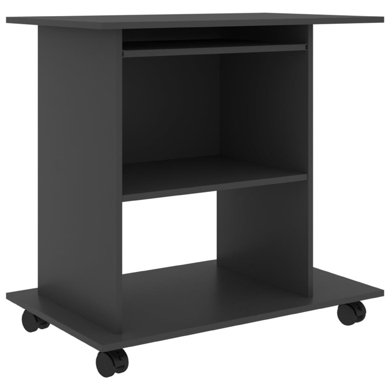 Bureau d'ordinateur Gulo, 2 tablettes, plateau à clavier, 32 pouces, bois gris, Gris