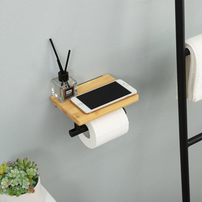 Porte-papier hygiénique avec tablette pour salle de bain KES