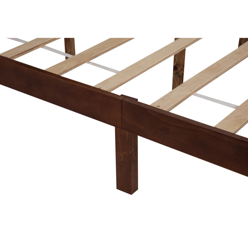 Style King Bed With Walnut Color, Headboard, Built-In Led, Charging, 10 Slats And Storage Area Pinewood Construction, Under Compartment