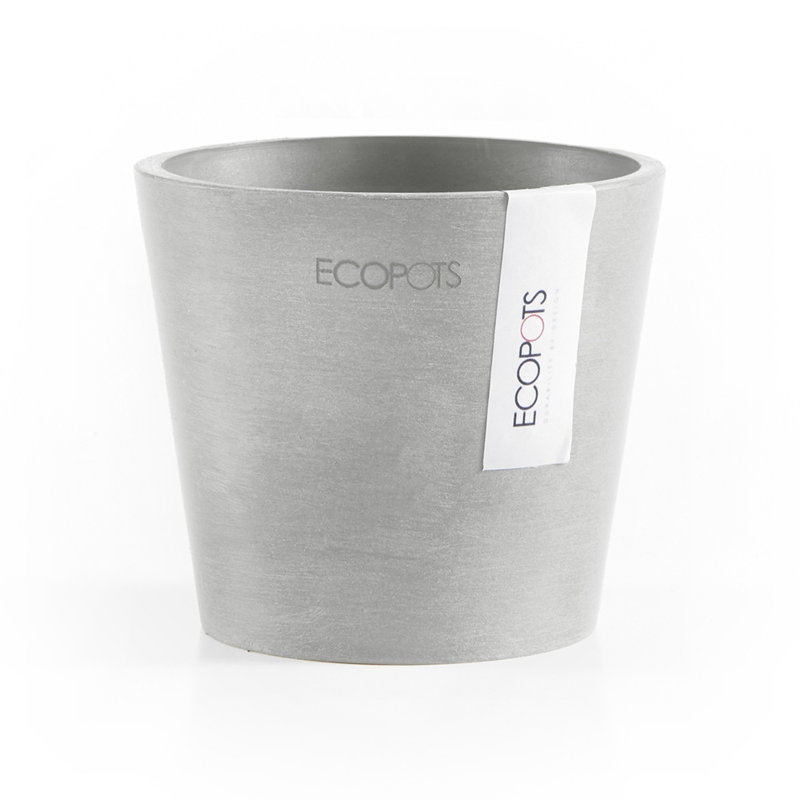 Modern Round Frost-Resistant Gray Recycled Plastic Planter