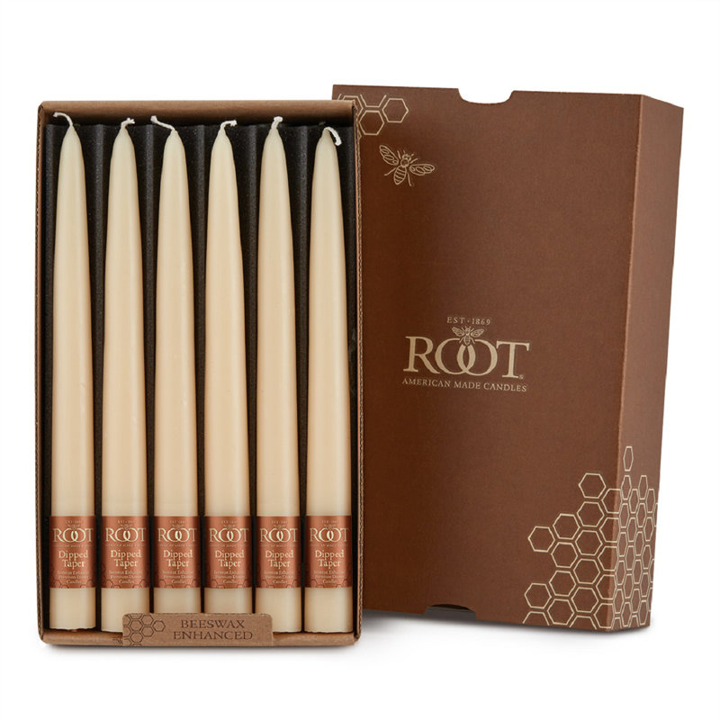12 Piece Unscented Taper Candle Set, Buttercream, 9" H x 0.88" W x 0.88" D