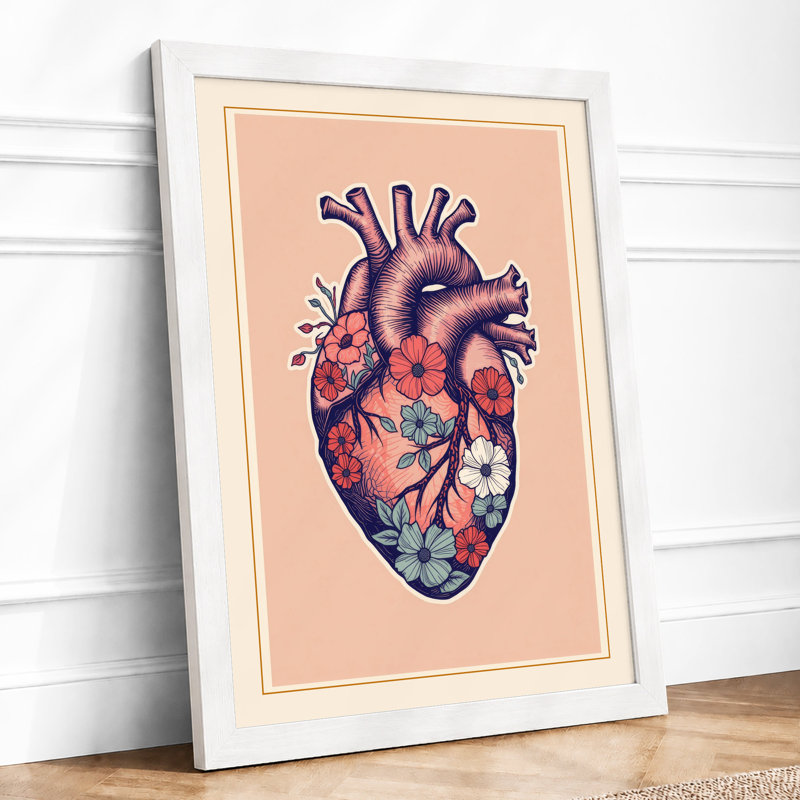 Anatomical Heart Study Modern - Print, A1 - 84.1 x 59.4 cm, White