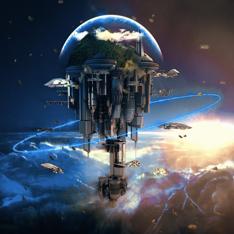 Natisha Science Fiction City by Banjaku - Wrapped Canvas Print, 30cm H x 30cm W x 3.8cm D