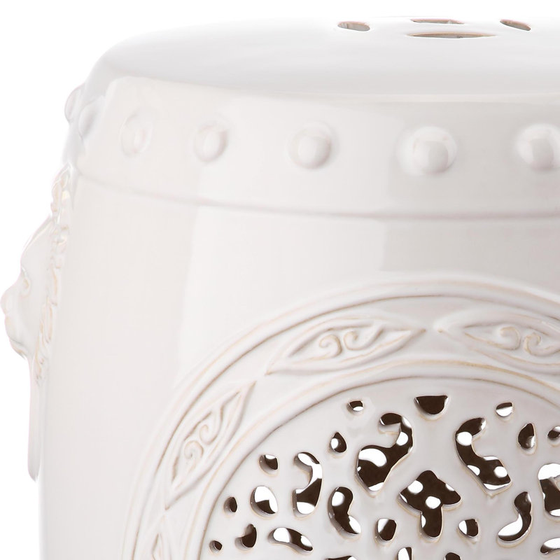 Emberlyn Ceramic Accent Stool, Cream