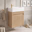 Meuble-lavabo suspendu de 47 cm (18,5 po) avec lavabo réversible en résine (gauche ou droite) et porte à ouverture par simple pression