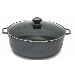 6 Quarts Cast Iron Dutch Oven Stock Pot Wok Pre-Seasoned Nonstick with Tempered Glass Lid 2 Side Handles Caldero for Everyday Kitchen and Camp Large