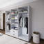 Armoire moderne blanche avec de nombreuses tablettes de 70,9 po x 74,8 po x 17,7 po | 100% panneau de particules enduit de mélamine, épaisseur: 0,7 pouce | Conception murale, rangement élégant et fonctionnel pour toute chambre à coucher-1353055449