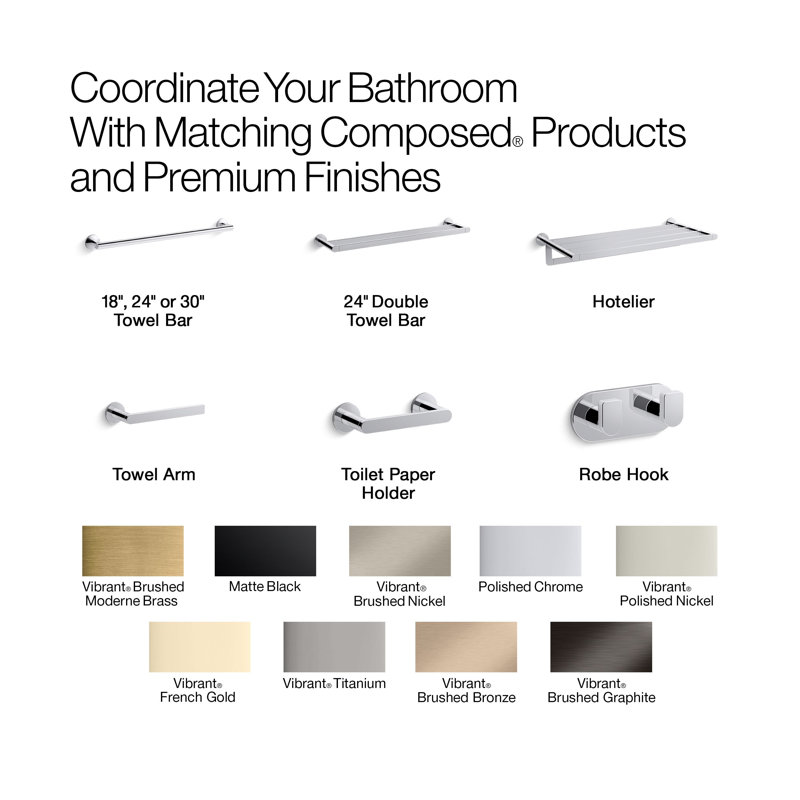 18" Wall Mounted Towel Bar, Vibrant Brushed Moderne Brass, 30"W