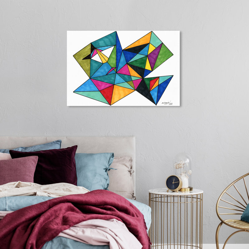 Faranda entre triangles sur toile, H 24 po x l 36 po x P 0,8 po
