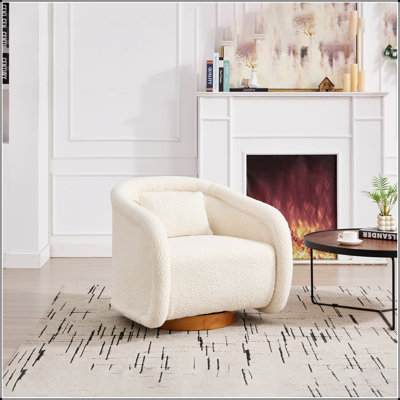 Fauteuil pivotant pivotant, fauteuil demi-tonneau pivotant à 360 degrés avec revêtement en peluche, fauteuil pivotant confortable en forme de citrouille pour le salon, la chambre à coucher ou le bureau