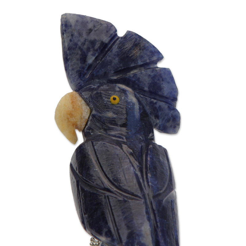 Figurine sodalite et quartz cacatoès Clarkedale