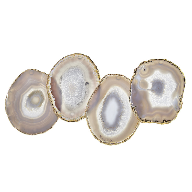 Gold-Edged Agate Stone Coasters Set of 4