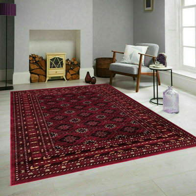 Tagab Red Traditional Non Slip Area Rugs – Luxury Washable Living Room Carpet, Bedroom & Hallway Runner