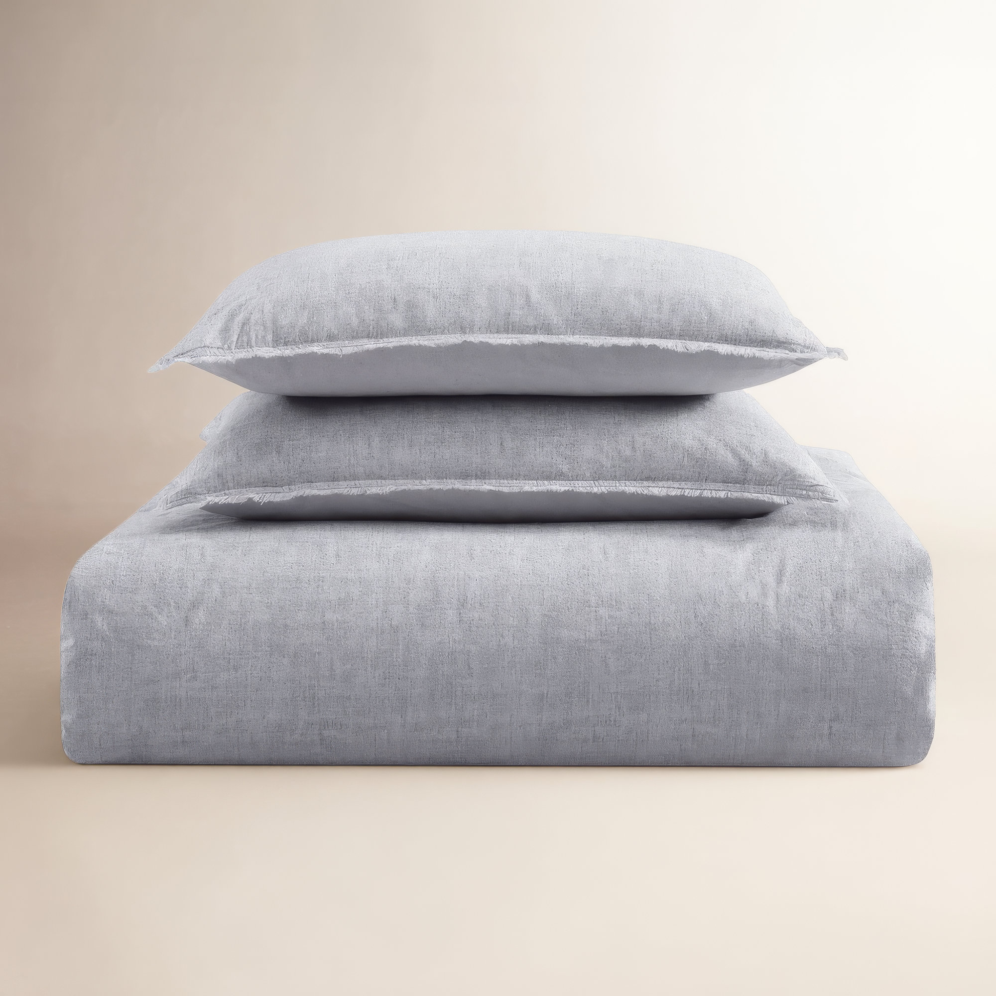Emington Cotton Comforter Set, King Comforter + 2 King Shams, Light Gray