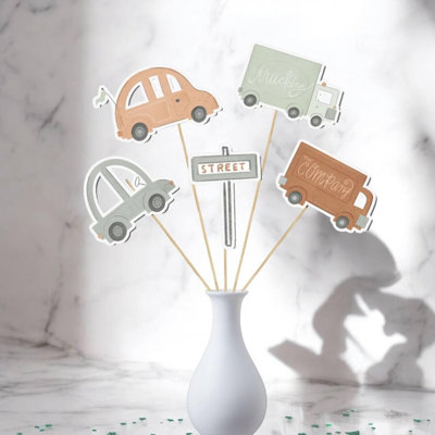 Ensemble 5 pièces de centres de table à thème voiture