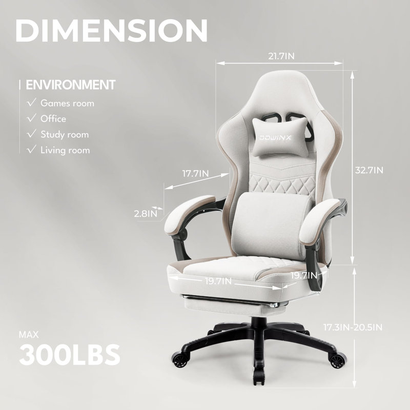 Fabric Computer Chair with Pocket Spring Cushion, Beige
