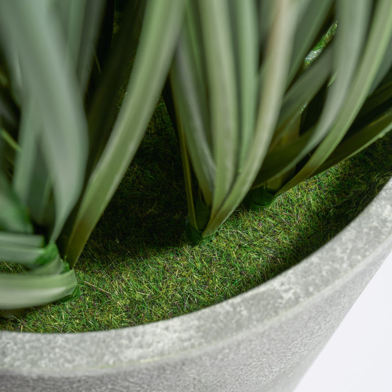 16 po Faux oignon dans un pot rond texturé gris