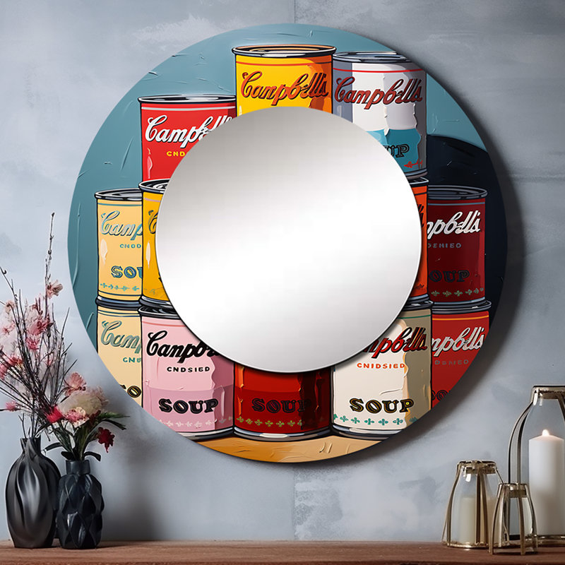 Pop Art Campbells Soup II - grand miroir Pop Art, 29 po x 29 po